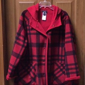 Flannel red/black reversible jacket with hood